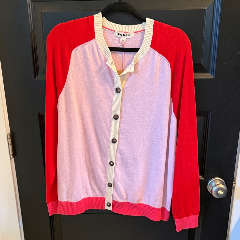 Boden Vibrant Red and Soft Pink Cardigan